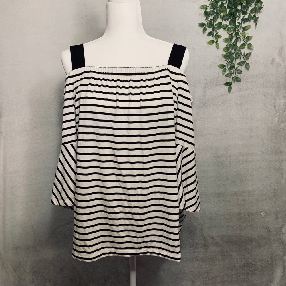 Lane Bryant | Striped Off the Shoulder Top